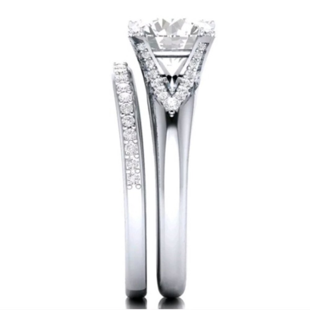 New 925 silver ring round cut white sapphire - Picture 3 of 3